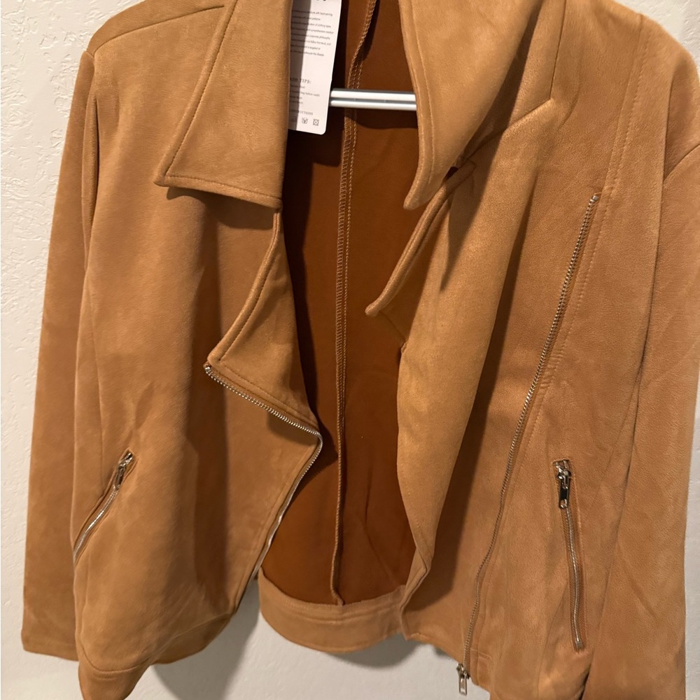 Women's Tan Suede Moto Jacket